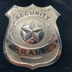 Vintage Metal Security Guard Badge